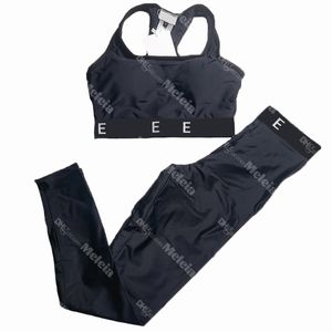 Rückenfreie Trainingsanzüge für Damen, ärmellose Damen, Yoga-Outfits, sexy Frauen, Sport-BH, Buchstabe-Leggings, 2-teiliges Set