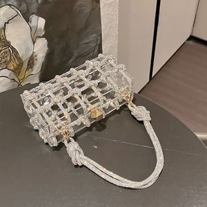 Diamond Clear Acrylic Box Evening Clutch Bags Women Boutique Woven Knutt Rope Purses and Handbags Wedding Party Ins 455