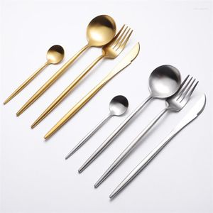 Geschirr-Sets 24 Teile/los Hochwertiger Edelstahl Steakmesser Obst Gabel Hochzeit Besteck Set Dessert Suppe Löffel Küche