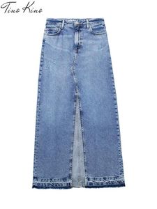 Röcke Damen Jeansrock Blau Side Split Lässige Hohe Taille Hüfte Paket Midiröcke Weibliche Frühling Sommer Mode Streetwear Rock 230503