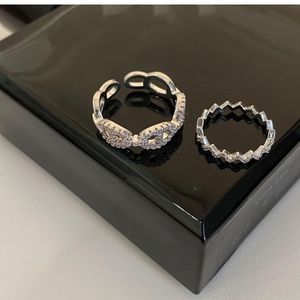 Band Rings Promise Rings Couple for Women Shinestone Horseshoe Double d Ring Ins Student Minimalism Niche New Highend Chain Female Matching Friend