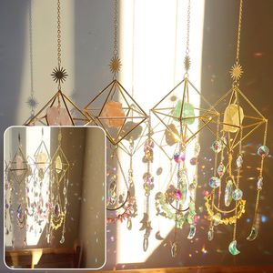 Decorações de jardim Crystal Wind Chime Sun Prismos Candelador de vidro pendente apanhadores de sol pendurados para o Windchimes de Windchimes externos 230504