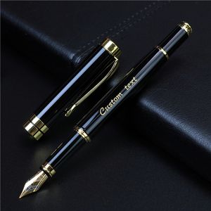 Fountain Pens Golden Text Custom Custom Engraved Office School Remememorate Gift Full Metal Pen Student Roller文房具230503