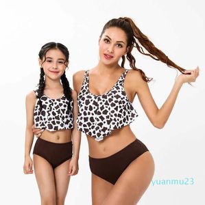 Kind-Badeanzug-Eltern NEU bedruckter Rüschen-Split-Bikini-Mutter-Tochter-Badeanzug-Bikini 54