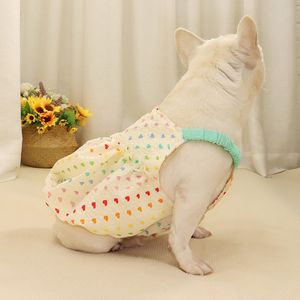 Köpek giyim sevimli kalp elbise yaz pug kıyafetleri fransız bulldog giyim schnauzer kaniş bichon köpek etek giyim evcil hayvan elbiseleri kostümler 230504