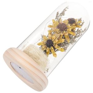 Dekorativa blommor Glass Light Dome Decor Elegant Sunflower Artificial Sunflowers Flower Lamp LED Desk Rose