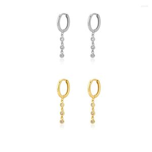 Hoop Earrings Silver Gold Color Three Crystal Zircon Charm Line Drop Earring For Fashion Women Jewelry Pendientes Wholesale