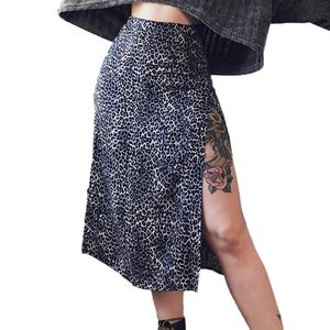 Skirts Summer Fashion Women Sexy Skirt High Waist Wraps Clubwear Leopard Floral Printed Streetwear Slim Split Beach Casual Midi Dress 230504