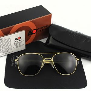 Солнцезащитные очки пилотные поляризованные солнцезащитные очки мужчины высококачественных дизайнеров бренда AO Sun Стачаны мужской армия военная армия военная оптическая yq1002 230504