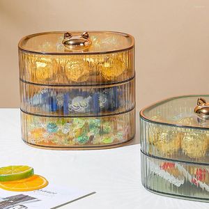 Plates Elegant Nuts Case Good Sealing Stackable Cartoon Round Transparent Visible Body Candy Box For Dining Table