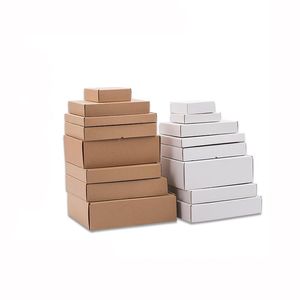 Portfele 10pcs 4 rozmiary White Paper Box 3 -Warowarowe Pudełko Zoryfowe Brązowe pudełko prezentowe Kraft Portfel bielizny Pokole opakowania Grustw Pudełka pocztą pocztą