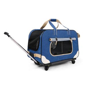 Carrier DODOPET Dog Out Bag Pet Fourwheel Folding Trolley Case Cat Trolley Bag Pull Car Breathable Luggage Dog Backpack