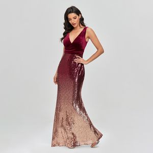 Вечеринки в запасах вечерних платья русалка V-образное вырезок Sparkle Long Turkey Evening Gown Promes Promes Robe de Soiree 230504