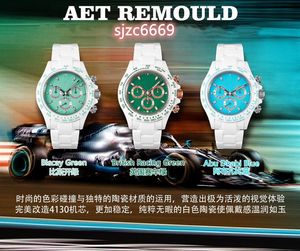 AET-klockan är 40 mm utrustad med 4130 rörelser multifunktionell timing helkeramisk urboett klockarmband safirglasspegel