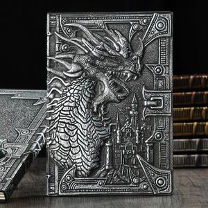 Notepads 1 Pcs Retro Embossed Dragon Notebook Dinosaur European-Style Notebook Metal Three-Dimensional Business Notebook 230504