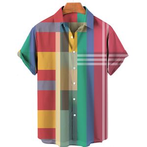 Erkekler Sıradan Gömlek Erkekler Hawaiian T-Shirt 3D Tartan Baskılı Hombre Moda Gömlek Günlük Plaj Giysileri Özelleştirme için Destek 230504