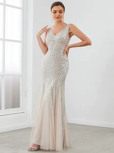 Vestidos de festa vestidos de noite elegantes, longa decote em V, até o chão sempre bonito de sereia de lantejoulas de carvão para mulheres simples de baile de formatura 230504