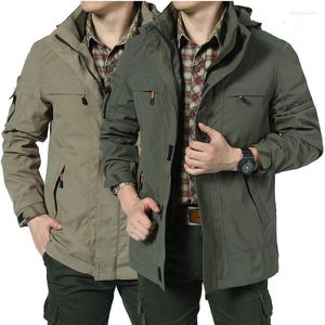 Jaquetas de caça Bomber Jacket Autumn e Spring Multi-Pocket impermeável Exército Tactical Windbreaker Mens Casacos ao ar livre Com capuz