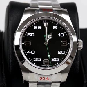 AAA-Luxus-Herren-Air-King-Uhr-Klassiker 126900, vollständiger Zustand, schwarzes Zifferblatt, 40 mm automatisches mechanisches Uhrwerk, 904L-Stahl, wasserdicht, Herren-Designeruhren von DHgate