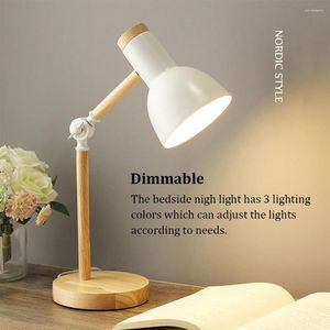 Lampy stołowe Nocne czytanie światło z abażurą Dimmable nocne lampa biurka do domowej sypialni w akademiku biały