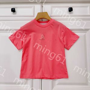 23SS Jungen Mädchen Kurzarm-T-Shirt für Kleinkinder, Kinder-Designer-T-Shirt, Kinder-T-Shirt, Rundhalsausschnitt, reine Baumwolle, einfarbig, Handtuch-Stickerei, T-Shirt, hochwertige Kinderkleidung