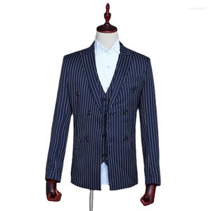 Men's Suits Men's Daily Casual Suit Set (Jacket Vest Pant) Three Piece Green Plaid Double Breasted Lapel Fashion Slim Banquet Party