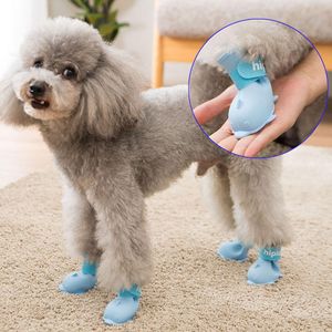 Bärare tecknad Dolphin Pet Dog Rain Shoes PuppyTeddy Socks Waterproof Rain Boots Silicone Foot Cover Chihuahua Acesorios