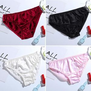 Women's Panties Women Silk-like Satin Bikini Underwear Breathable Solid Color Briefs NOV99