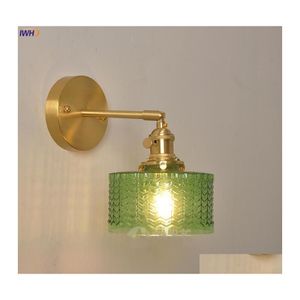 Wandlampen Iwhd Nordic Modern Copper Lamp Sconce Switch Green Glass Japan Style Badezimmerspiegel Treppenlicht Wandlamp Applique Murale Dhrqm