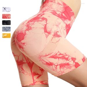 Active Shorts Tie Dye Women Comfortable Elastic Seamless Fitness Tight High Waist Push Up Running Sports Female