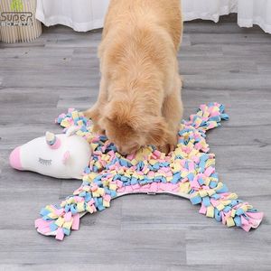 Toys Dog Toys Unicorn Shape Increase IQ Interactive Slow Dispensing Feeder Mat Pet Puzzle For Big Pets Training Games Food Toy