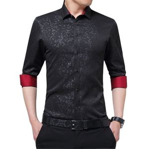 Men's Casual Shirts BROWON est Plus Size Male Social Shirt Long Sleeved Non-iron Men Flower Shirt Men's Shirt Business Imported-china 230504