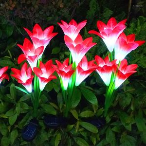 Dekorative Blumen-im Freien künstliche Blumen-Lilie Flores-Solarlampe-wasserdichte Rasen-LED-Lichter für Garten-Hof-Landschaftsdekoration