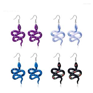 Dangle Earrings Minar Hyoerbole Multi Designs Arcylic Snake For Women Floral Painted Twisted Animal Long Party Jewelry