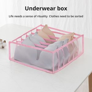 Storage Boxes Bins Underwear Storage Box Womens Socks Wardrobe Drawer Type Bra Underwear Thickened Grid Packing Box Mesh Grid 230503