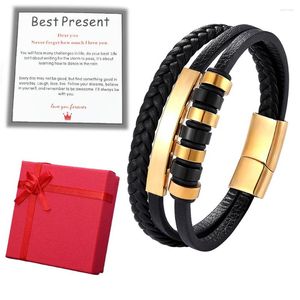 Charm Bracelets Trendy Men Stainless Steel Leather Bracelet Multi-Layer Braided Hip Hop Bangle Luxury Party Wedding Jewelry Gifts