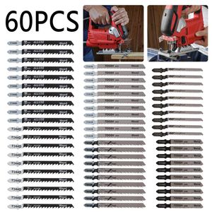 Zaagbladen 60pcs HCS TSHANK JIGSAW Blade Eğrisi Kesme Alet Kitleri Ahşap Plastik Ahşap Alet Kesme için Metal Çelik Jigsaw Bıçağı