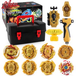 Спиннинг топ Laike Gold Devils Suit 8pcs Spinning Top Luxury Herse Box Set с пусковым набором инструментов Set Toys for Kids Birthday Gift 230504