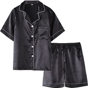 Damen-Nachtwäsche, Sommer-Pyjama für Damen, Kurzarm-Shorts, Eis-Seiden-Cardigan, Seiden-Satin-Pyjama, Nachtwäsche, Nachtwäsche, süßer Heimdienst-Anzug, 230503