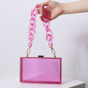 Evening Bags Purple Handbags Clear Acrylic Clutch Bag for Women Jelly Purses and Small Transparent Luxury Designer Crossbody 230504