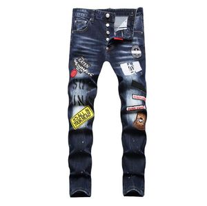 Neue Herren Jeans Mens Fashion Street Hip-Hop 2023 Male Punk Style Denim Pants Herren Stretchy Slim Fit Ripped High Quality Oversize