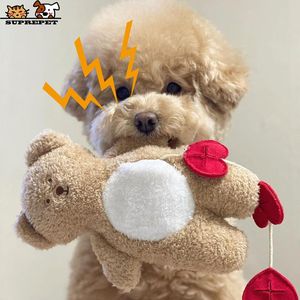 Toys Suprepet Cute Bear Dog Toys For Small Dogs Plush Puppy Accessories Soft Fidget Toys Korean Stuffed Doll Interactive Pet Toy 2021