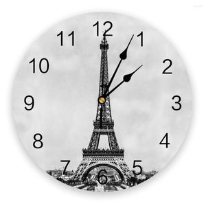 Wall Clocks Eiffel Tower Paris France Clock Home Decor Bedroom Silent Oclock Watch Digital For Kids Rooms