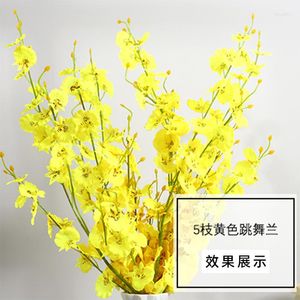 Decorative Flowers Dancing Orchid Simulation Flower Set European Fake Dry Bouquet Home Living Room Table TV Cabinet Floral Orname