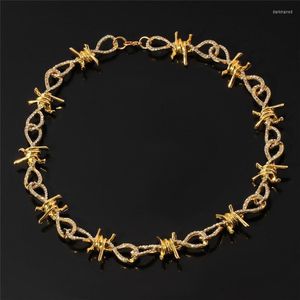 Kedjor Hip Hop Gold Silver Color Rhinestones Choker Halsbandtråd Brambles Thorns Chain Gothic Punk Style Gifts