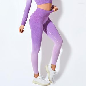 Active Pants Fitness Women Seamless Sport Leggings Gym Running Yoga Gradient High Wais Elastic Workout Jogging Femme