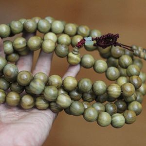 Chokers BRO625 Natural Green Sandalwood Beads Necklace 12mm for Man Buddhist 108 Meditation Prayer Malas Rosary Fragrant Verawood 230503