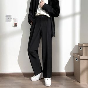 Herrenhose Herren Anzughose Solide Voll Baggy Lässige Hose mit weitem Bein für Herren Khaki Schwarz Weiß Japanischer Stil Streetwear Oversize Hose Man 230504