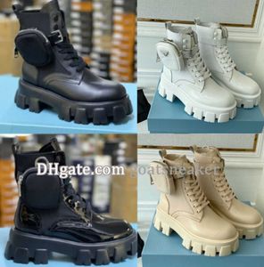 prad Men Women Designers Rois Boots Ankle Martin Boots And Nylon Boot Military Inspired Combat Boots Nylon Bouch Attached To The Ankle Large Size With Bags