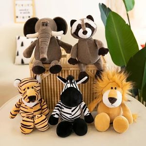 Dolls de pelúcia de 25 cm animais florestas de pelúcia brinquedos de boneca infantil girafa elefante macaco leão tigre brinquedos de animais para crianças presentes de aniversário 230503